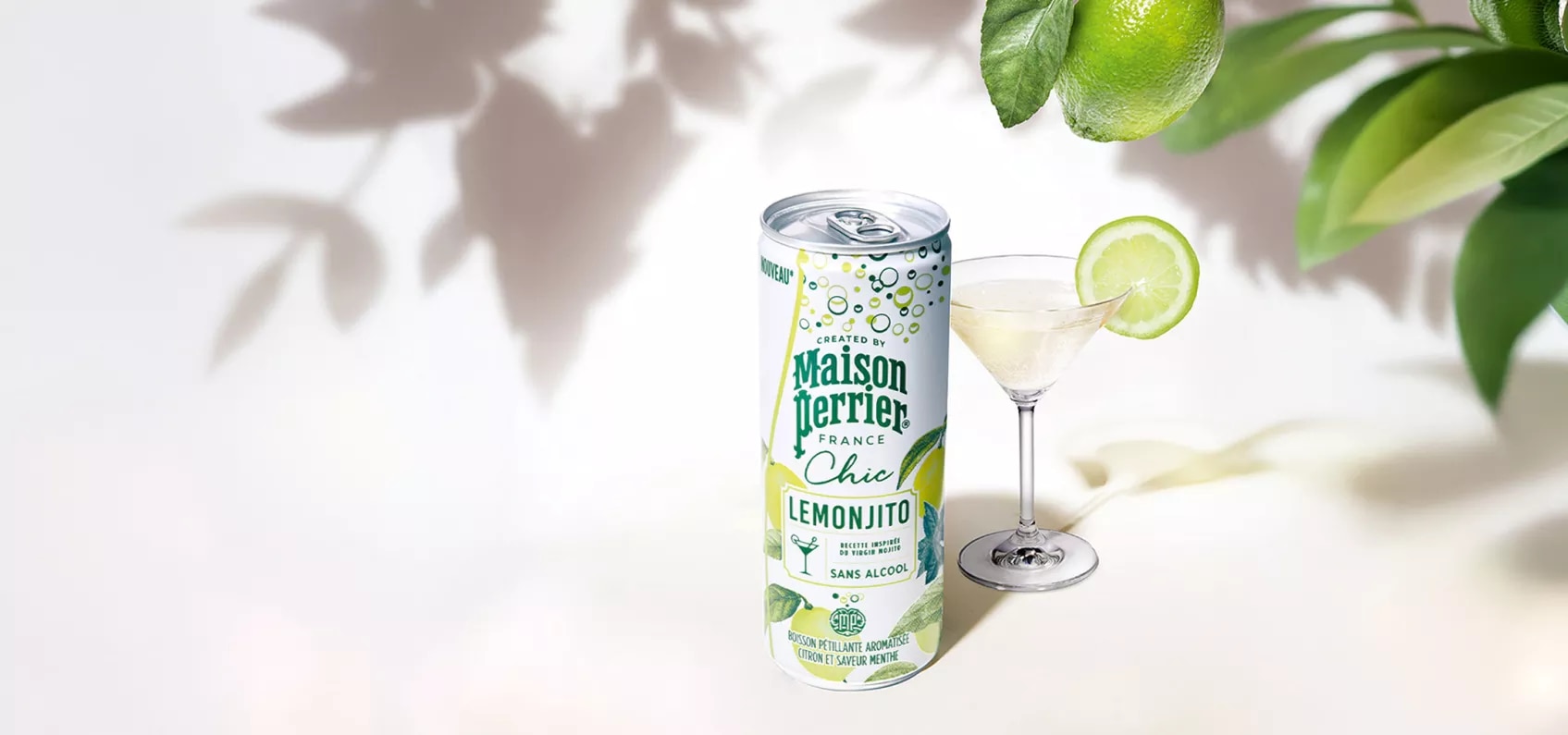 Maison Perrier Chic Lemonjito alcohol-free sparkling beverage with fresh lime